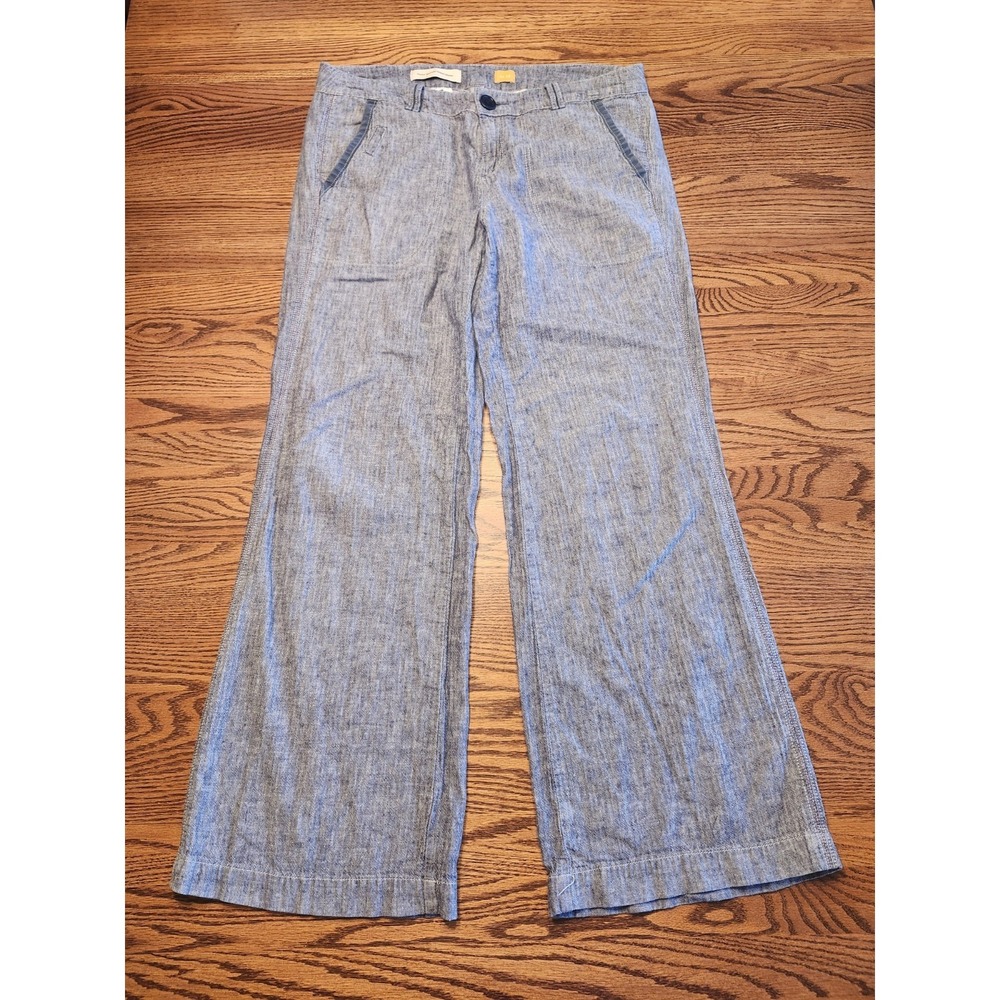 Pilcro & the Letterpress Anthropologie sz 12 Linen Blend Wide Leg Chambray Pants